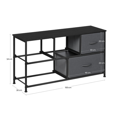 BukkitBow ladekast met 5 stoffen lades, metalen frame, geschikt als TV meubel of dressoir voor woonkamer, slaapkamer of hal.