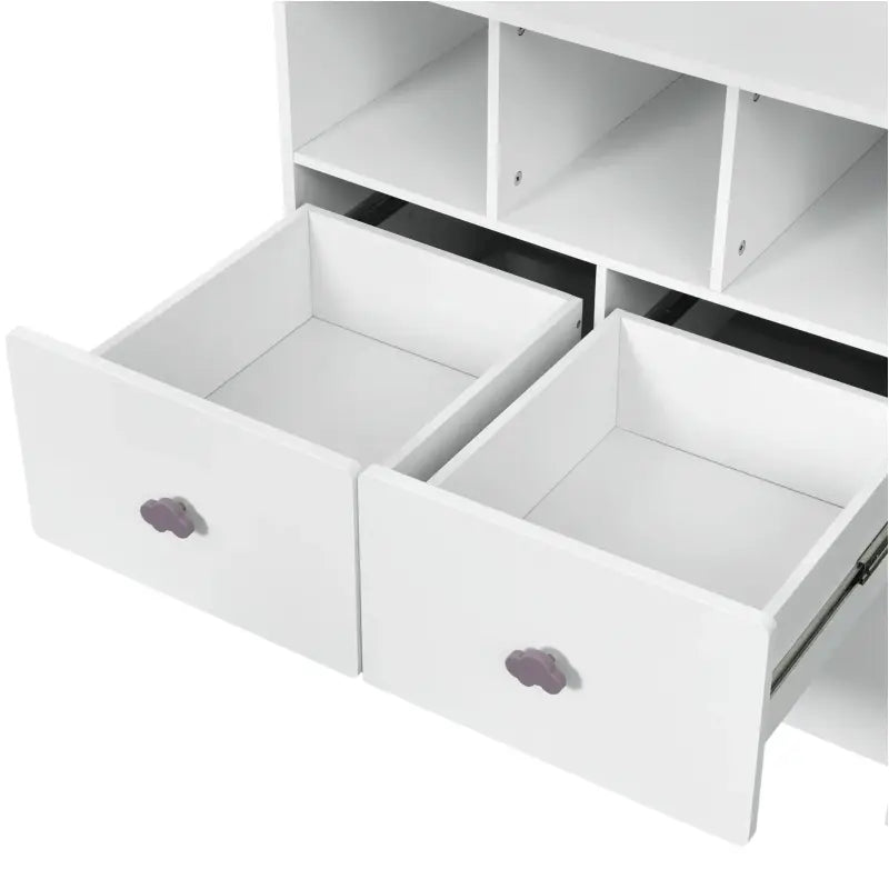 BukkitBow ladekast met wolkvormige handgrepen, 3 laden en 3 vakken, zwart hout, 80x81,5x48 cm, modern dressoir