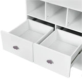 BukkitBow ladekast met wolkvormige handgrepen, 3 laden en 3 vakken, zwart hout, 80x81,5x48 cm, modern dressoir