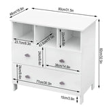 Dressoir BukkitBow met wolkvormige handgrepen, 3 laden en 3 vakken, afmeting 80x81,5x48 cm, stevig en modern meubelstuk
