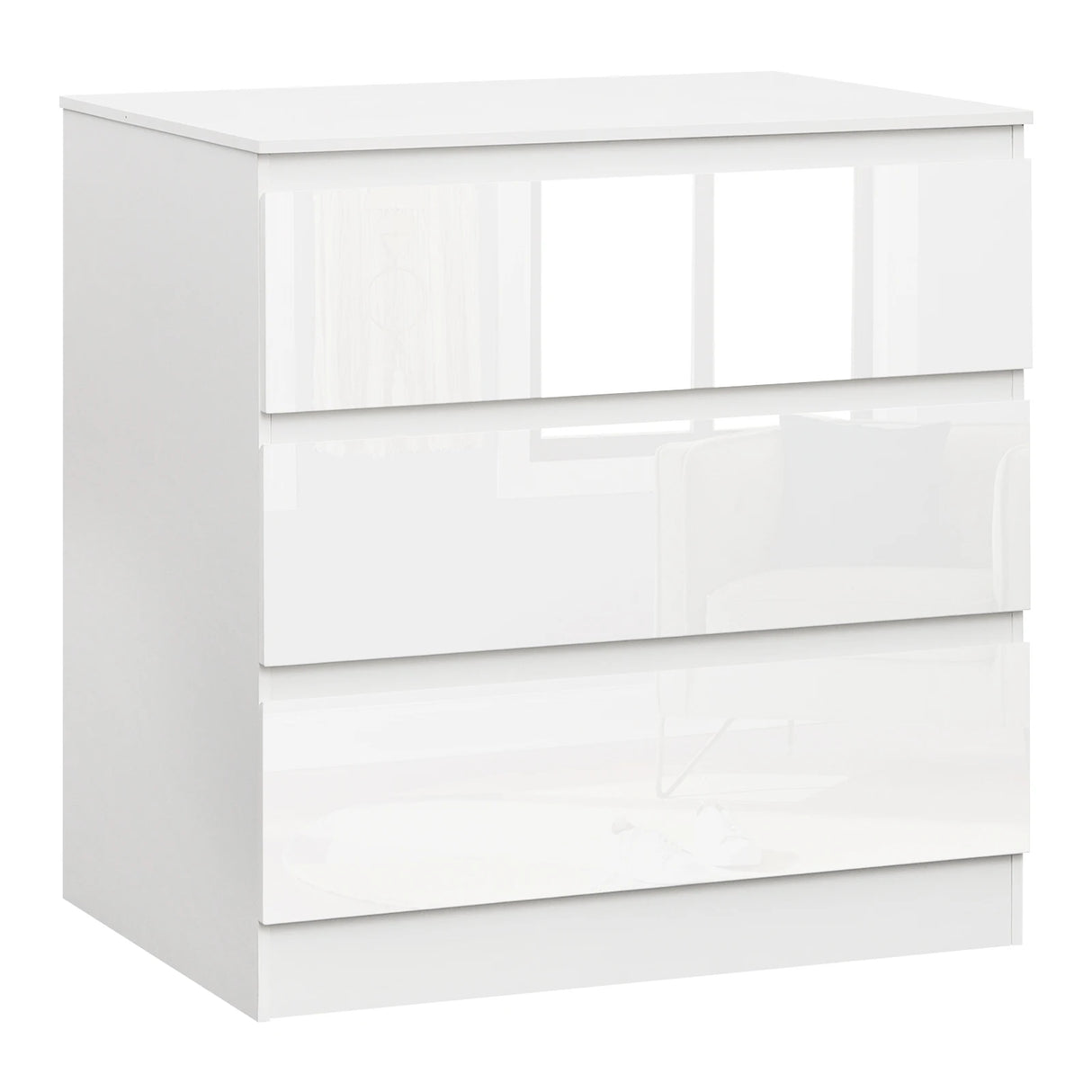 BukkitBow ladekast van spaanplaat met 3 lades, slaapkamer dressoir en opbergkast, zwart en modern design