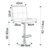 BukkitBow leren barkruk met metalen frame, ergonomisch met rugleuning, verstelbaar en draaibaar, zithoogte 60-82 cm.