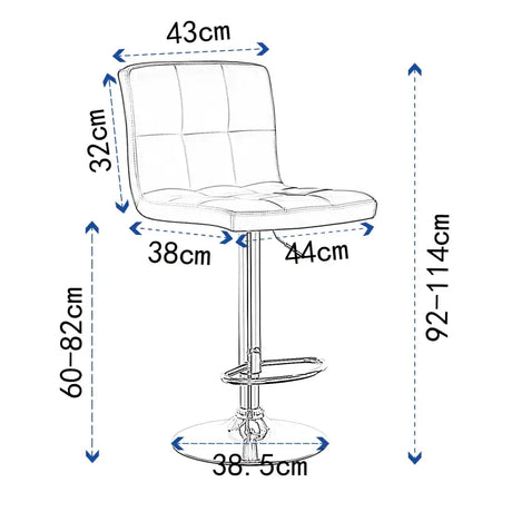 BukkitBow leren barkruk met metalen frame, ergonomisch met rugleuning, verstelbaar en draaibaar, zithoogte 60-82 cm.