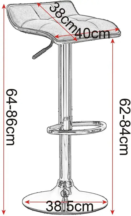 BukkitBow linnen barkruk met verchroomd stalen frame, 360° draaibaar en in hoogte verstelbaar, modern ontwerp, zithoogte 62-84 cm.