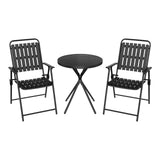 Luxe BukkitBow 3-delige bistroset met glazen tafel en klapstoelen, ideaal voor buitengebruik, modern en comfortabel design