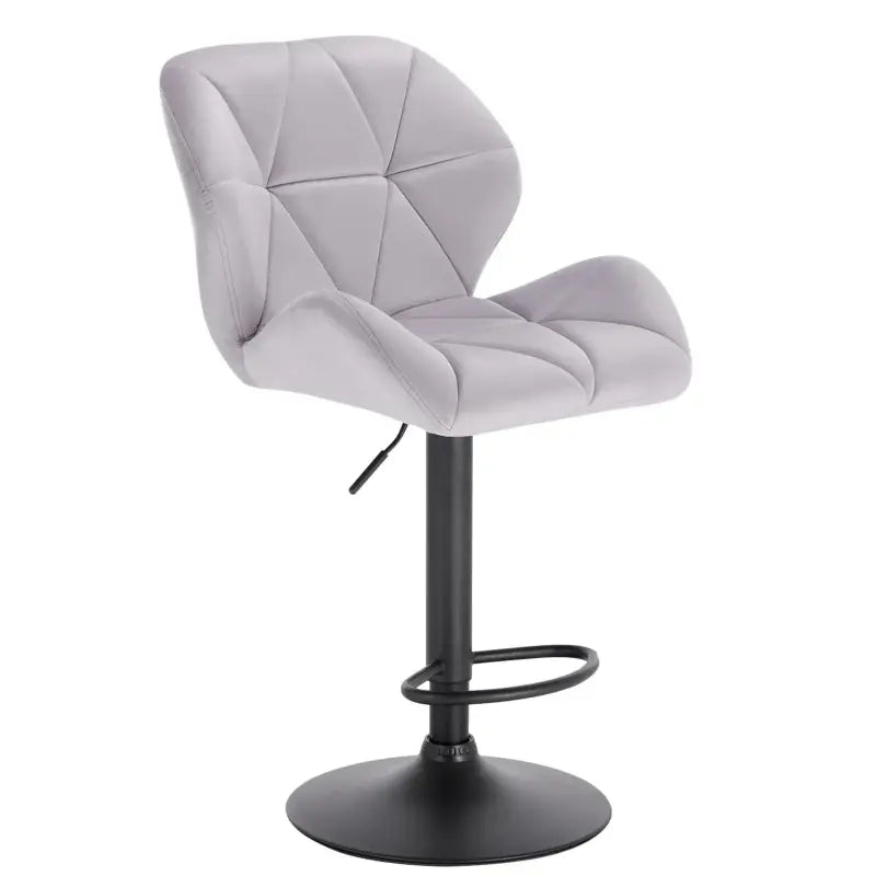 Luxe BukkitBow barkruk van fluweel of leer met rugleuning, mini-armleuning, draaibaar en voetensteun, zithoogte 60-82 cm.
