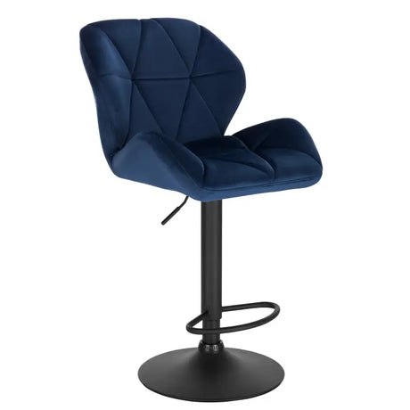 Luxe barkruk van BukkitBow met fluweel of leer, draaibaar, met rugleuning, mini armleuning en voetensteun, zithoogte 60-82 cm.