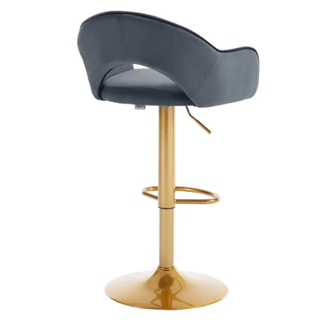 BukkitBow luxe velvet barkrukken met rugleuning, voetensteun en goudkleurig onderstel, set van 2.
