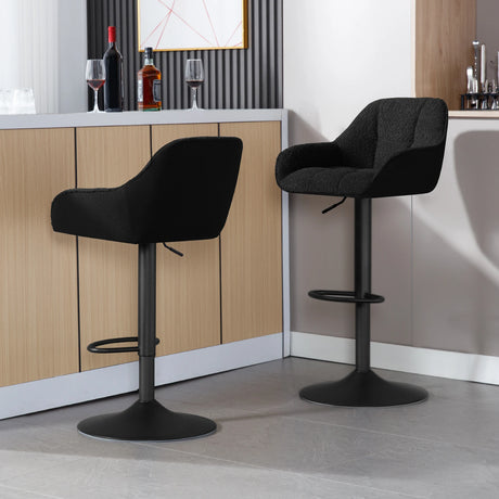 Luxe BukkitBow barkrukken set van 2 met chenille en corduroy bekleding, verstelbaar in hoogte, modern design voor bar of keuken