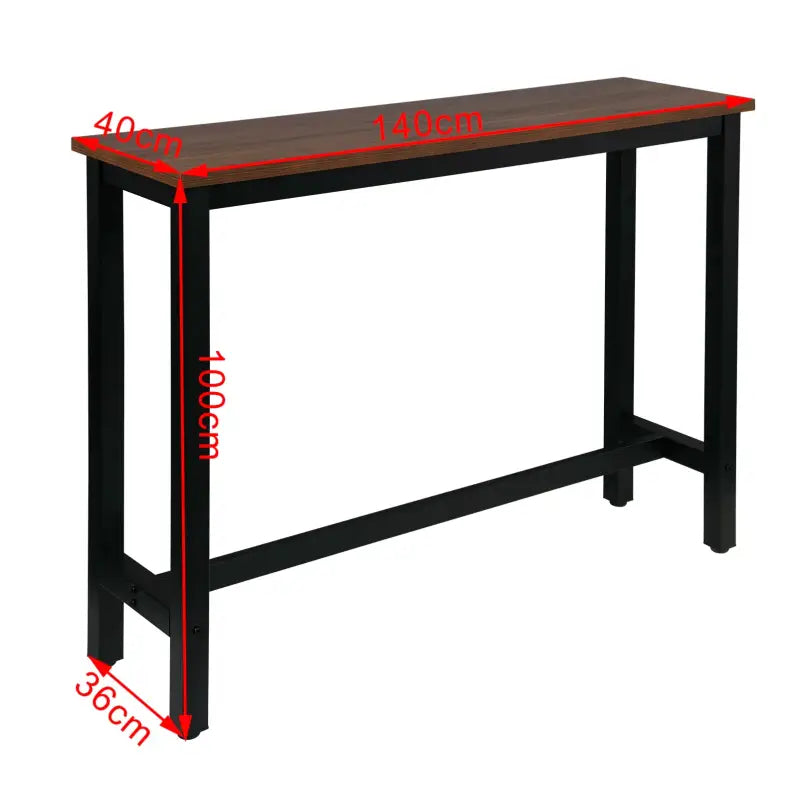 Luxe BukkitBow bartafel met metalen onderstel, 140 cm breed, geschikt voor horeca en thuisgebruik.