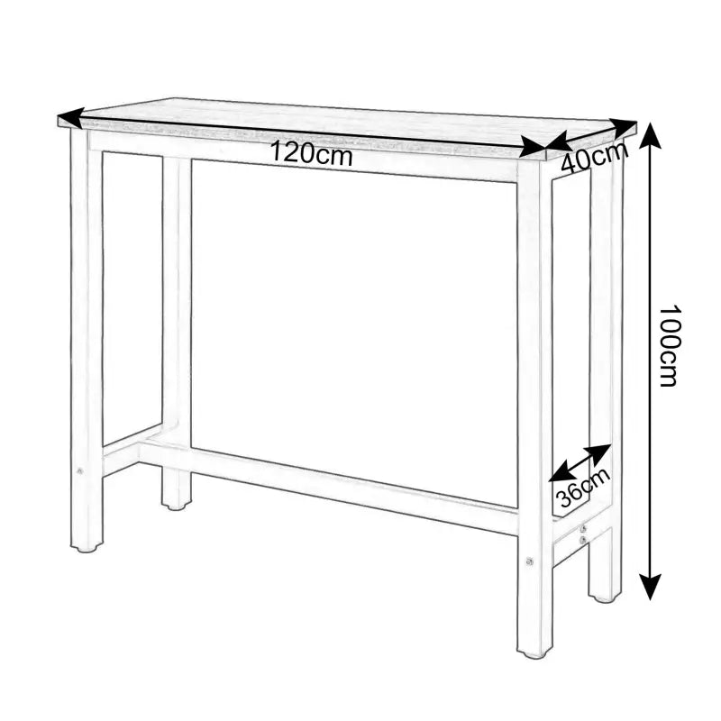 Luxe metalen bartafel van BukkitBow, rechthoekig, 120x40x100 cm, geschikt voor binnen en buiten, stijlvolle bartafel voor elke ruimte