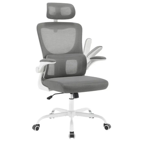 Luxe BukkitBow bureaustoel met mesh zitting, metalen frame en wielen, verstelbare hoogte en schommelfunctie, tot 150 kg.