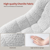 Luxe BukkitBow make-up barkruk met chenille bekleding in wit en grijs, hoogte verstelbaar en comfortabel design