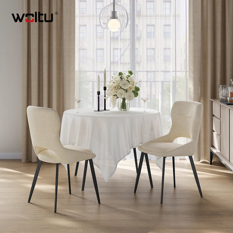 Twee luxe draaibare eetkamerstoelen van BukkitBow met chenille bekleding en metalen poten, set van 2, stijlvolle interieurdecoratie.