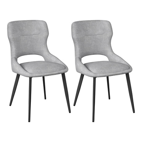 Twee luxe draaibare eetkamerstoelen van BukkitBow met chenille bekleding en metalen poten, set van 2 in een moderne eetkamer.