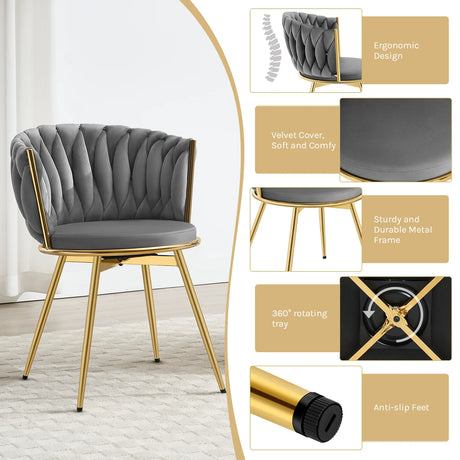 Set van 2 BukkitBow luxe draaibare velvet eetkamerstoelen met moderne uitstraling en comfortabele zitting.