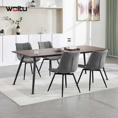 Set van 4 moderne BukkitBow luxe draaibare velvet eetkamerstoelen met gestikte details en houten poten, elegant en comfortabel.
