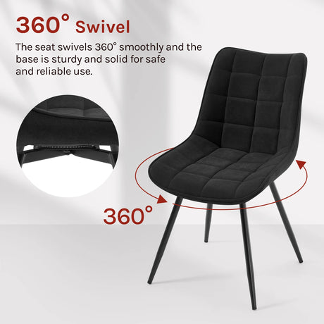 Vier moderne BukkitBow luxe draaibare velvet eetkamerstoelen, comfortabel en stijlvol, set van 4, in een elegante zithoek.