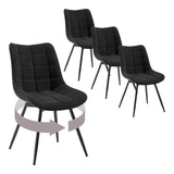 Set van 4 moderne BukkitBow luxe draaibare velvet eetkamerstoelen met ronde rugleuning en metalen poten.