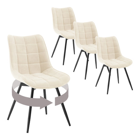 Set van 4 moderne BukkitBow luxe draaibare velvet eetkamerstoelen, comfortabele zitplaatsen met elegante afwerking.