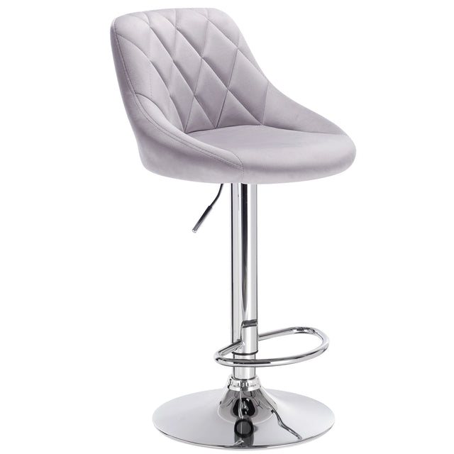 Luxe BukkitBow barkruk met verstelbare, draaibare zitting en chroom onderstel, modern en stijlvol voor bar of keuken.
