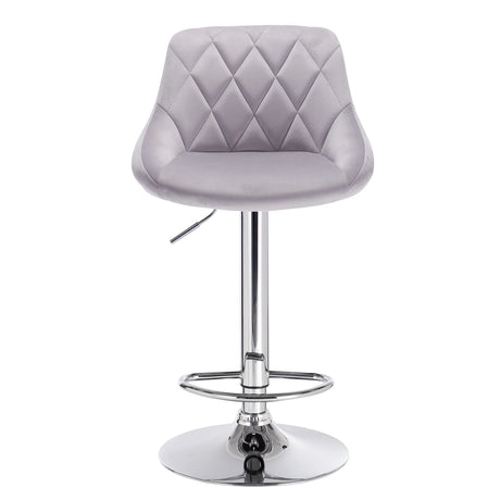 Luxe BukkitBow barkruk met verstelbare hoogte, draaibaar zitting en chroom onderstel, perfect voor moderne eet- of barruimte.