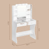 Luxe BukkitBow kaptafel met glazen werkblad, LED-spiegel en witte afwerking, stijlvolle en moderne make-up tafel.