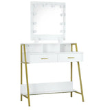 BukkitBow luxe kaptafel met LED-spiegel, opbergruimte en 2 lades, elegant meubel voor make-up en sieraden.