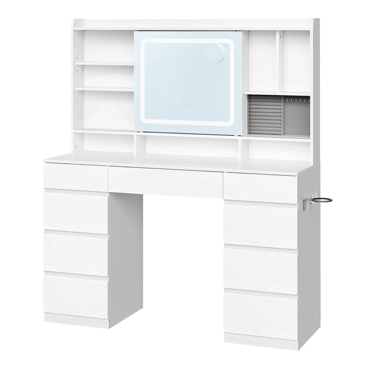 Luxe BukkitBow kaptafel met schuifspiegel, negen laden, stopcontact en USB-poort, elegant meubel voor make-up en accessoires