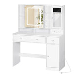 Luxe witte BukkitBow kaptafel met schuifspiegel en sieradenkast, elegant meubel voor make-up en accessoires.