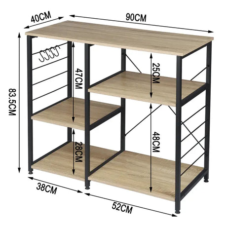 Luxe BukkitBow keukenkast van hout en metaal, geschikt voor in de keuken, afmetingen 90x40x83,5 cm, moderne opbergoplossing