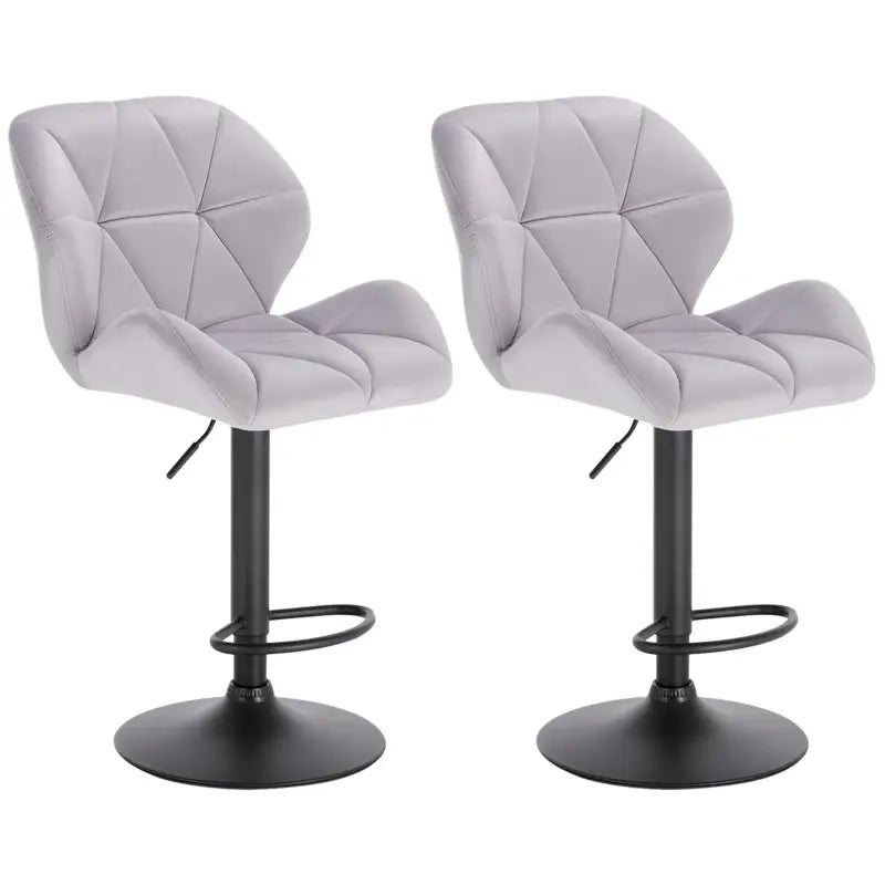 Luxe BukkitBow barkrukken van fluweel of leer, draaibaar met rugleuning, mini-armleuning en voetensteun, zithoogte 60-82cm.