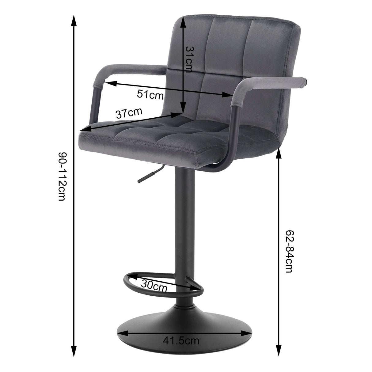 Set van 2 Luxe velvet barkrukken met armleuning van BukkitBow, verstelbare hoogte, comfortabele en elegante barkrukken.