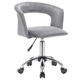 Luxe velvet bureaustoel van BukkitBow met wieltjes, zacht bekleed en ergonomisch ontworpen voor comfortabel werken.