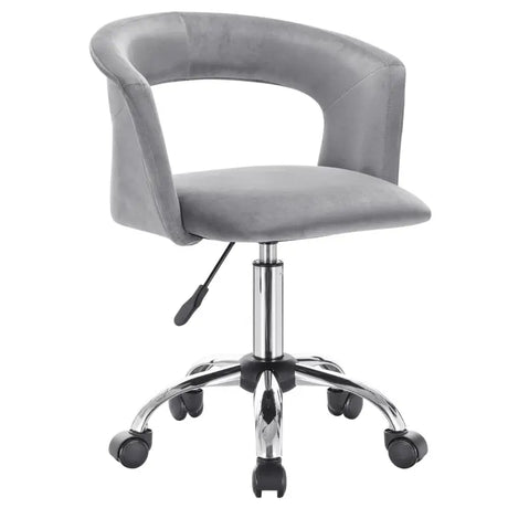 Luxe velvet bureaustoel van BukkitBow met wieltjes, zacht fluwelen bekleding en ergonomisch ontwerp voor comfortabel werken.