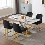 Twee luxe velvet eetkamerstoelen van BukkitBow met gouden frame, zacht gestoffeerd en modern design, set van 2.