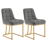Twee luxe velvet eettafelstoelen van BukkitBow met gouden frame, elegante design en comfortabele zitting, set van 2 stuks