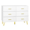 Luxe witte BukkitBow commode met 6 laden en gouden details, elegant meubel voor moderne slaapkamers.