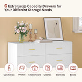 Luxe witte BukkitBow commode met 6 laden en gouden details, elegant meubel voor moderne slaapkamers