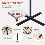 Luxe BukkitBow zwevende parasol van 310cm met slinger en beschermhoes, wit en stevig voor buitengebruik