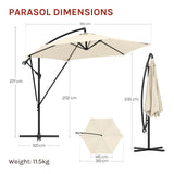 Luxe BukkitBow zwevende parasol van 310cm met slinger en beschermhoes, zwart en elegant voor buitengebruik