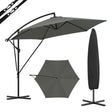 Luxe BukkitBow zwevende parasol van 310 cm met sling en beschermhoes, ideaal voor buitenplaatsen en terrassen.