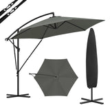 Luxe BukkitBow zwevende parasol van 310 cm met sling en beschermhoes, ideaal voor buitenplaatsen en terrassen.