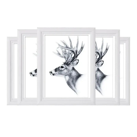 Massieve houten fotolijst van BukkitBow, modern ontwerp, 5-delige set in diverse maten voor stijlvolle fotopresentatie.