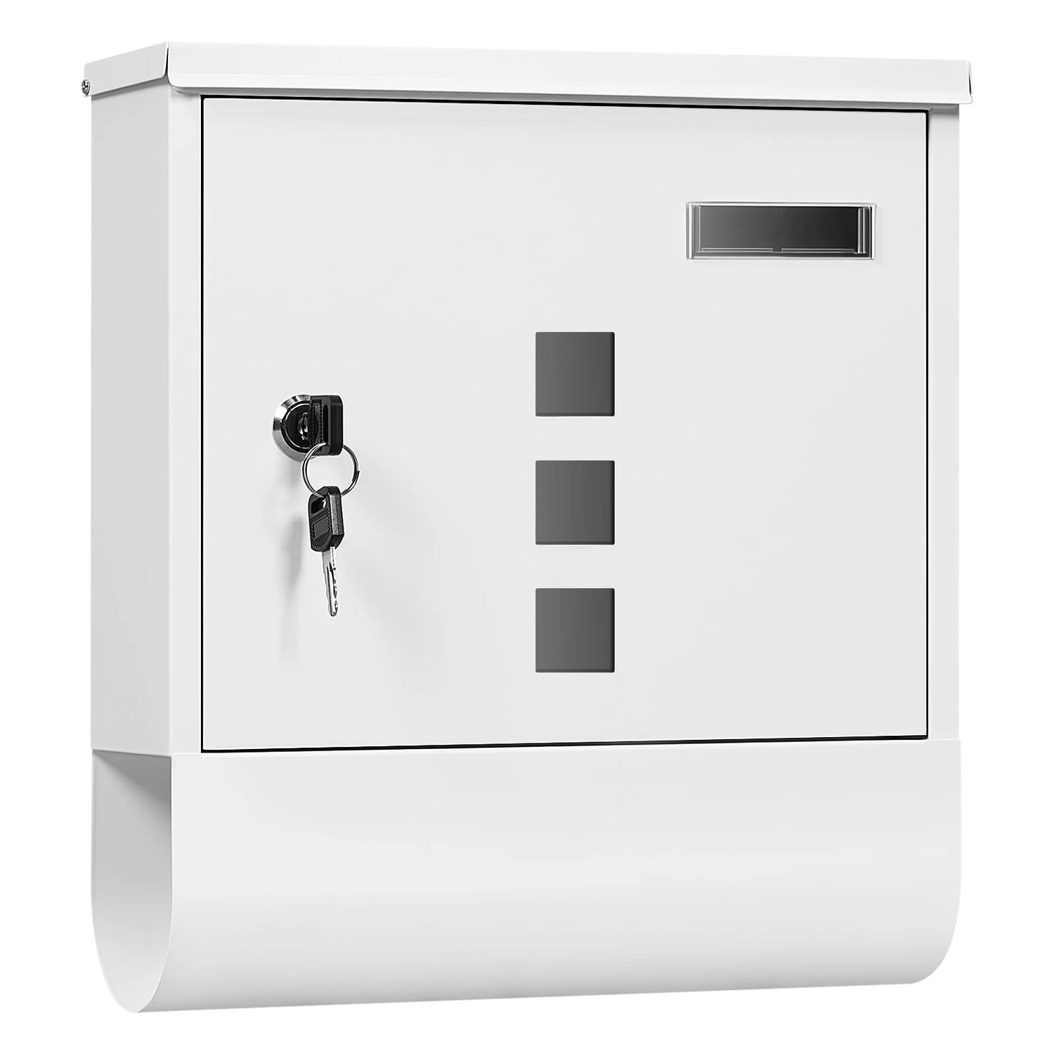 Metalen BukkitBow brievenbus voor wandmontage met slot en naamplaat, weerbestendig voor buiten en thuis.