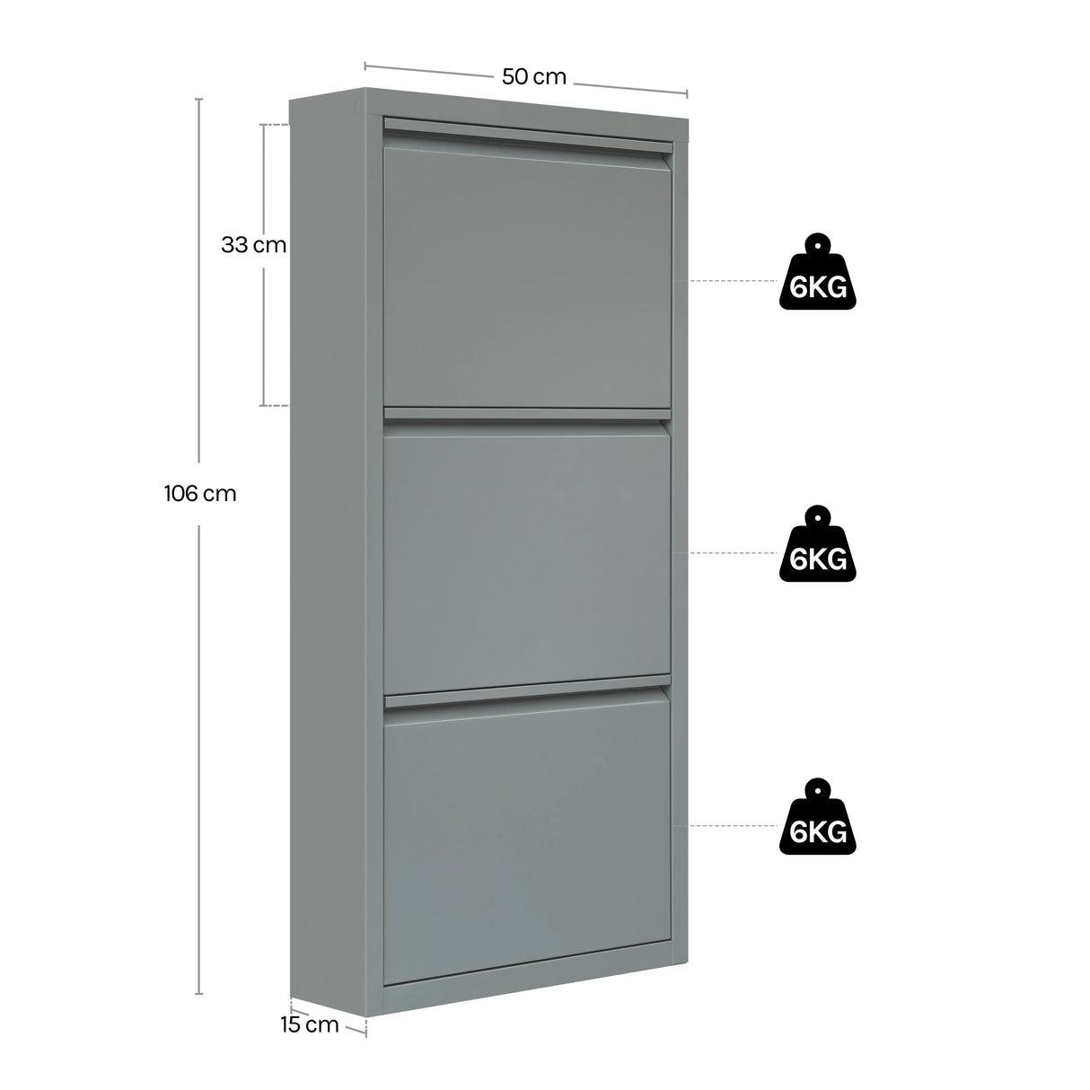 BukkitBow metalen schoenenkast met 3 kleppen, smal en kantelbaar, geschikt voor het opbergen van schoenen in een modern interieur
