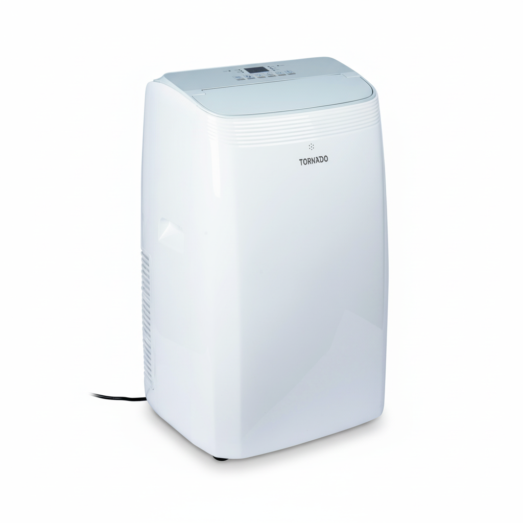 BukkitBow mobiele airconditioner met afvoerslang en raamkit, 7.000 BTU, koelt ruimtes efficiënt en snel.