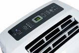 BukkitBow mobiele airconditioner met warmtepomp, Wi-Fi, afvoerslang en raamkit, 9000 BTU cooling en verwarming, in gebruik.