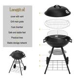 BukkitBow mobiele houtskoolbarbecue met metalen en kunststof onderdelen, 44x73 cm, 41,5 cm grilloppervlak, ideaal voor buiten koken.