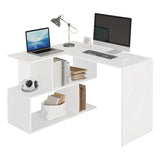 BukkitBow modern hoekbureau met opbergkast, in wit of zwart, stabiel en ruim ontwerp, 100x40cm of 80x50cm, voor thuis of kantoor